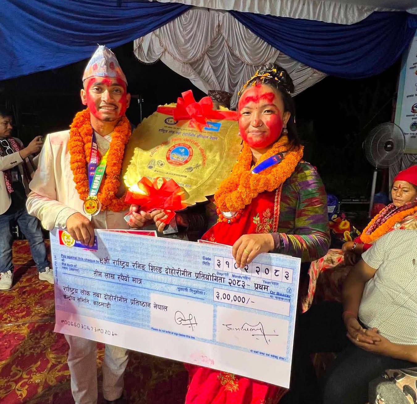‘९ औं राष्ट्रिय रनिङ शिल्ड दोहोरीगीत प्रतियोगिता’मा निशान्त र संगीना प्रथम