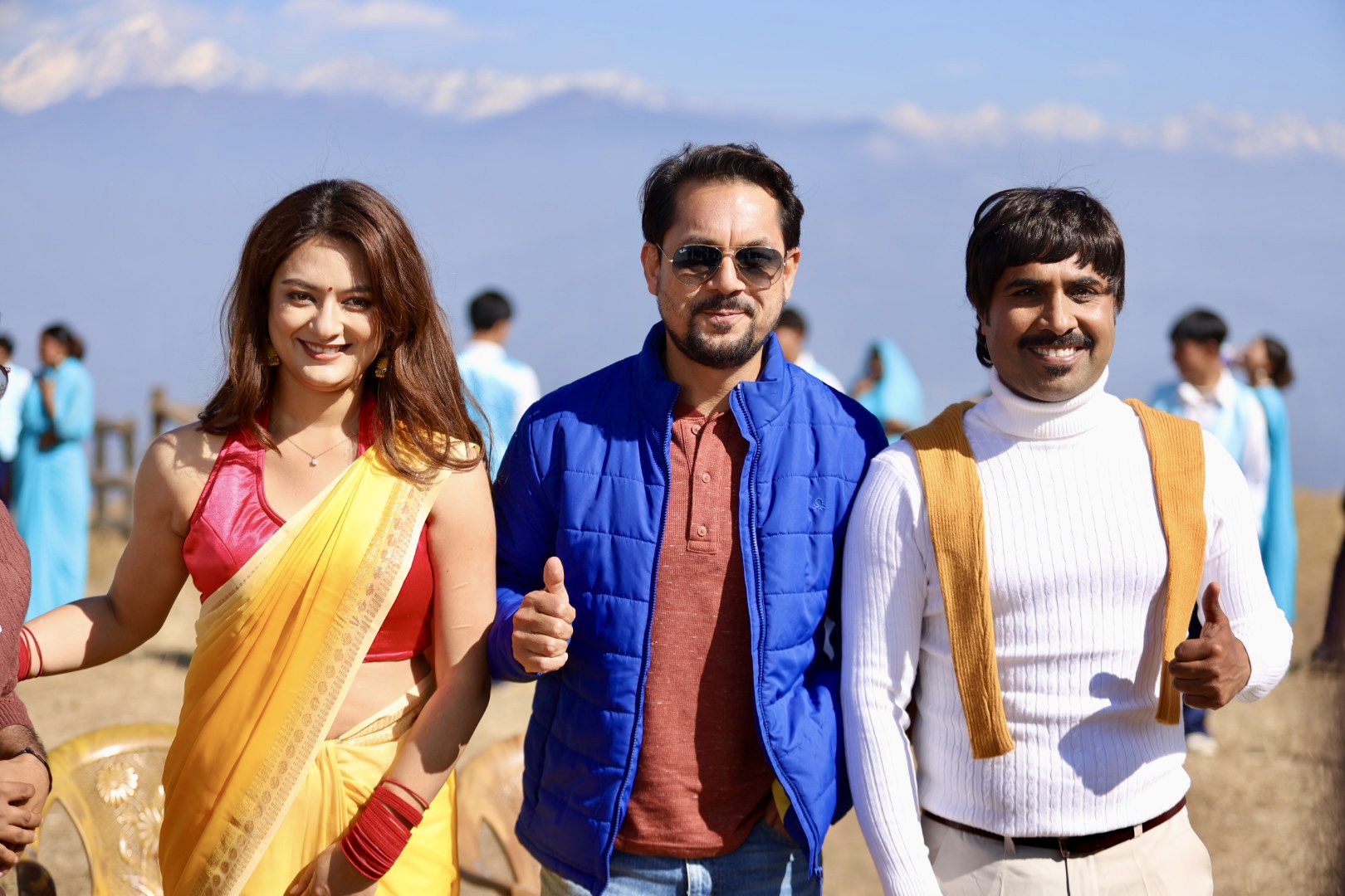  ‘ढुङ्गा माथि लेउ’ को  छायांकन हुँदै