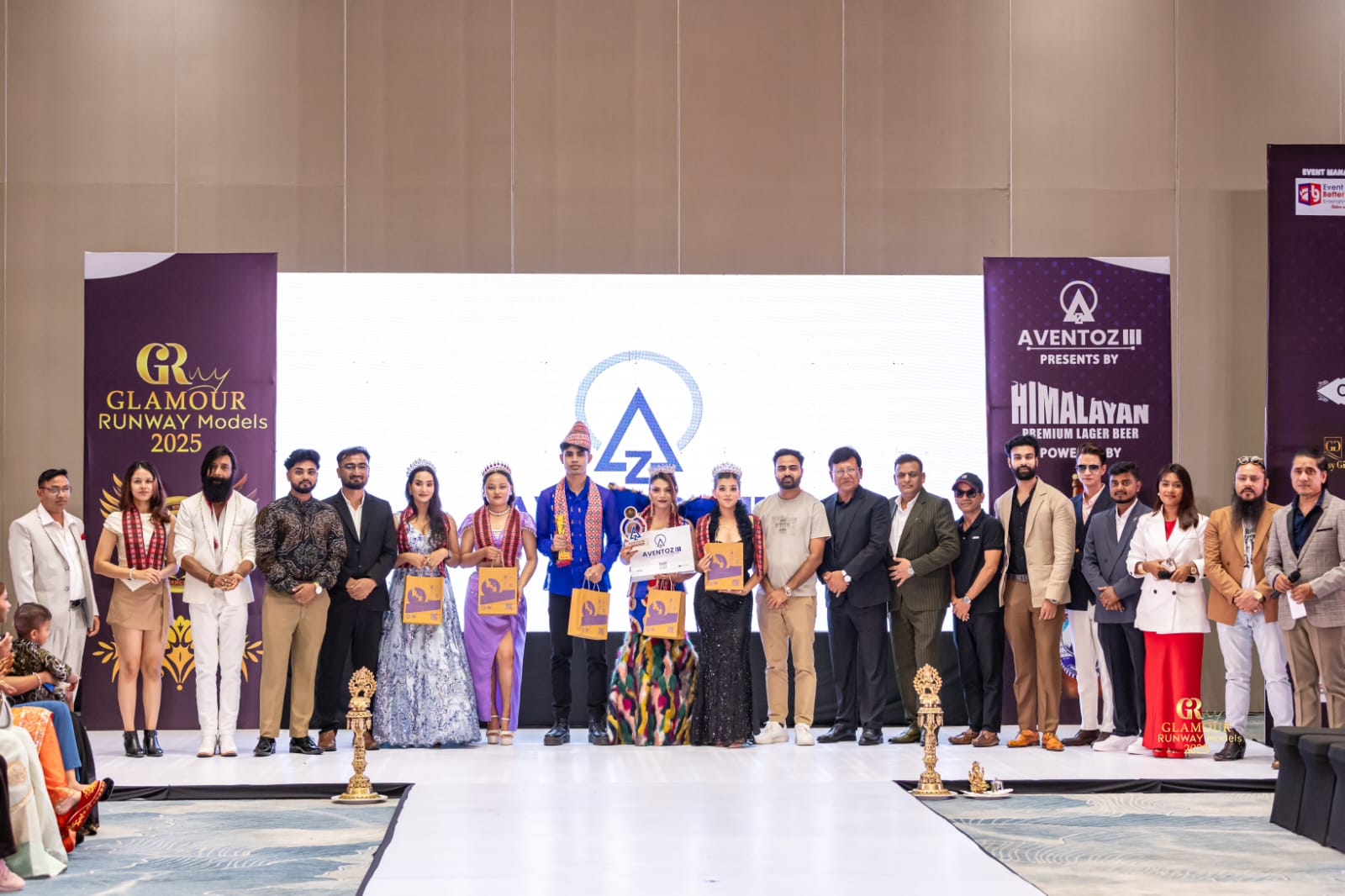 ग्ल्यामर रनवे मोडल–२०२५ को विजेता कञ्चन नेपाली र विभेद पौडेल